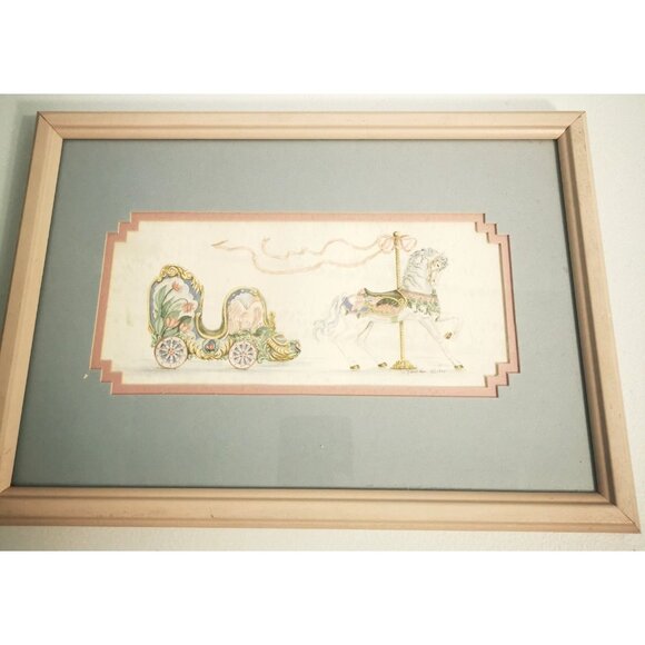 Art Prints Vintage Judy F  Faucher Carousel Horse Carriage Prints  1990 Signed - Picture 12 of 16